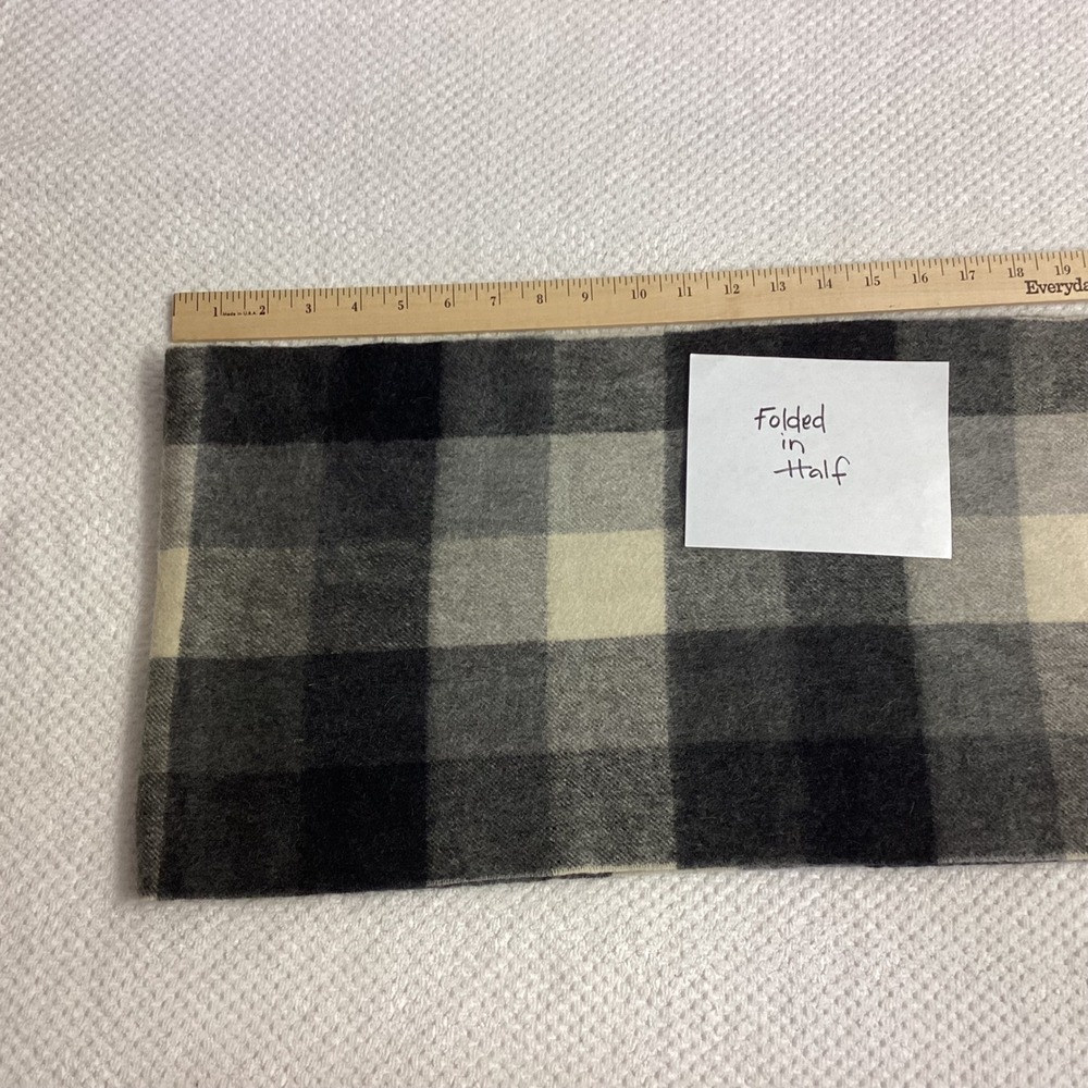 Cashmere Scarf Gray Charcoal Beige Plaid Warm‎ Winter Soft Fringe Shawl Unisex - Picture 4 of 12